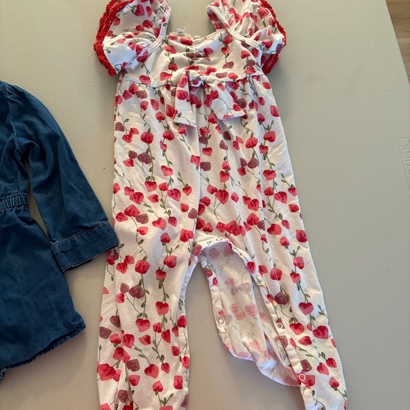 Toddler Jean dress and cherry jump suit . Sizes 18,18-24 month - Picture 2 of 5